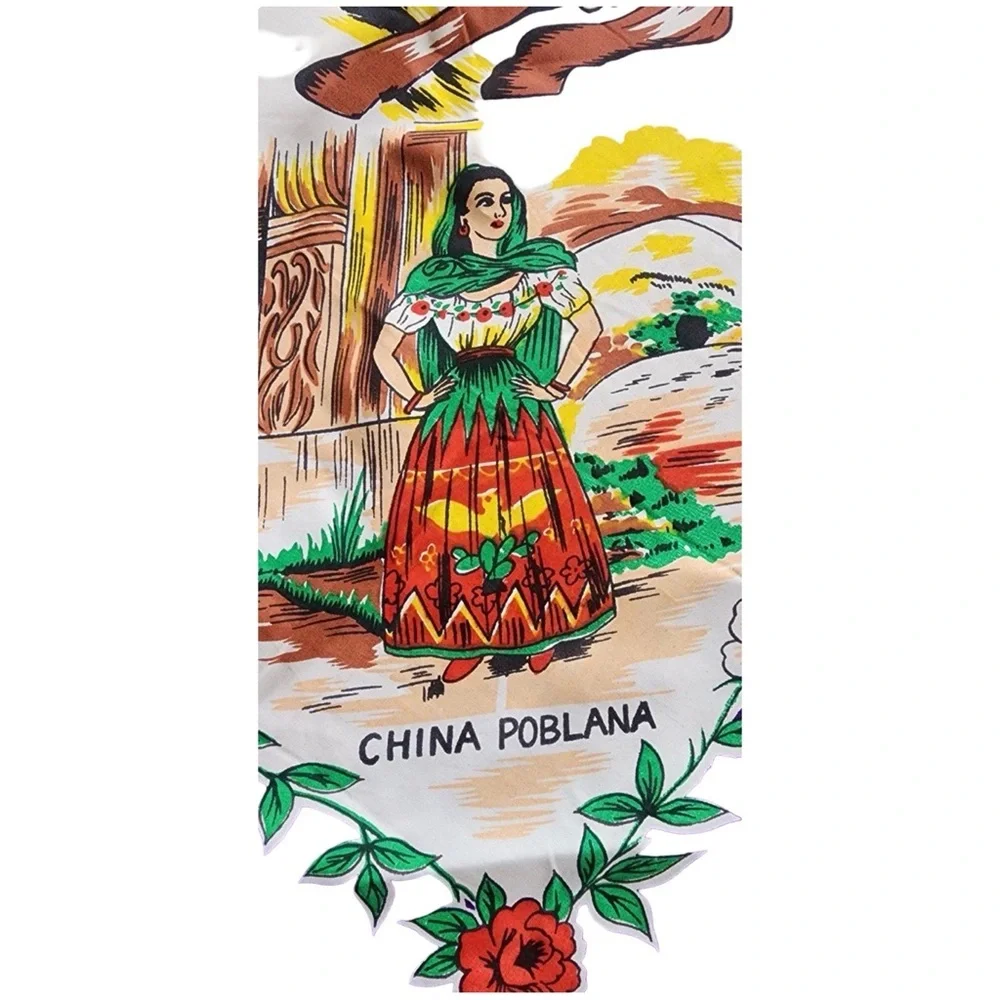 Vintage Souvenir Glitter Scarf Mexico Matador Bullfighting Print 35x35” RARE